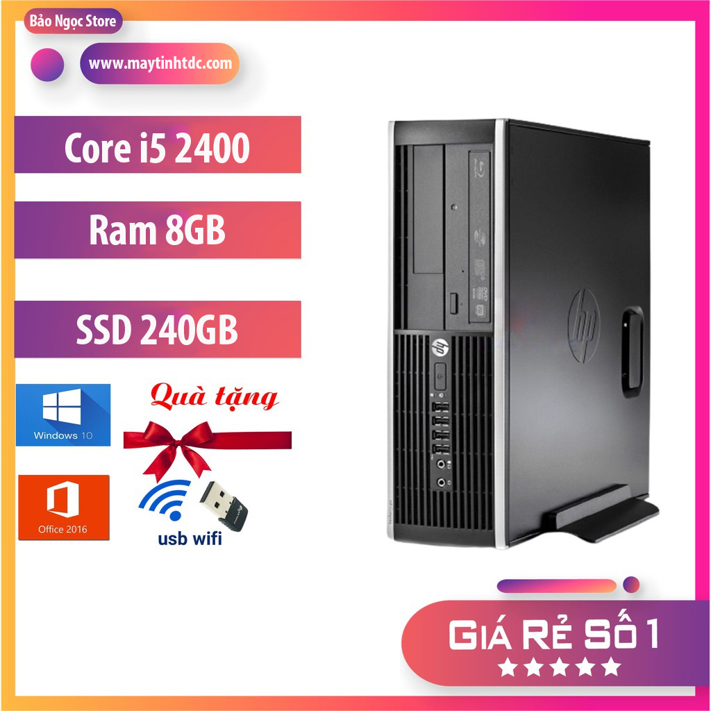 Cây máy tính để bàn HP 6200 Pro Sff (CPU i5 2400, Ram 8GB, SSD 240GB, DVD).Quà  Tặng USB Wifi. Hàng Nhập Khẩu