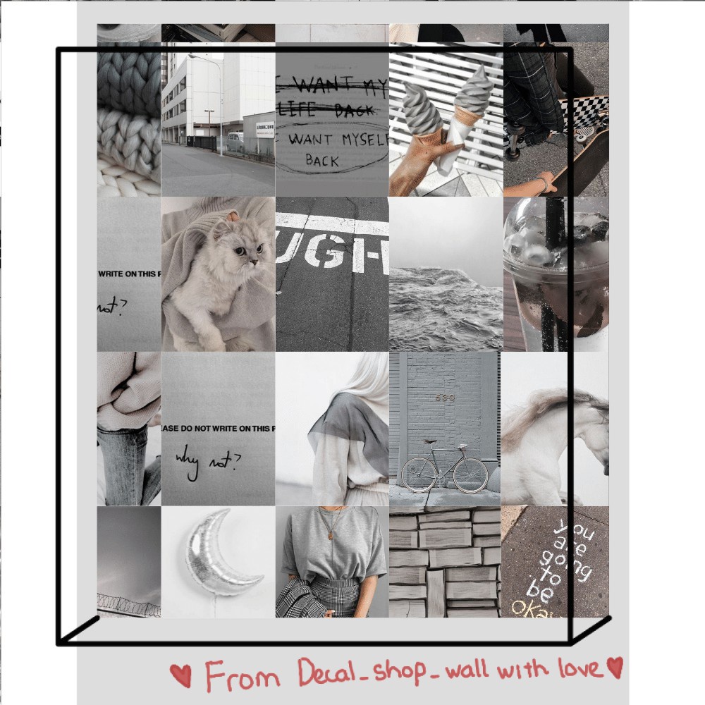 [HCM]Wall Collage dán tường trang trí decor phòng ngủ - theme Xám tro