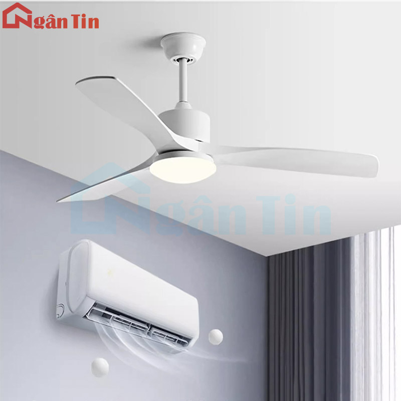 Quạt Trần Đèn Led 3 Cánh ABS Trang Trí Phòng Ngủ Phòng Khách VF14 Ngân Tin (Kèm remote điều khiển từ xa)