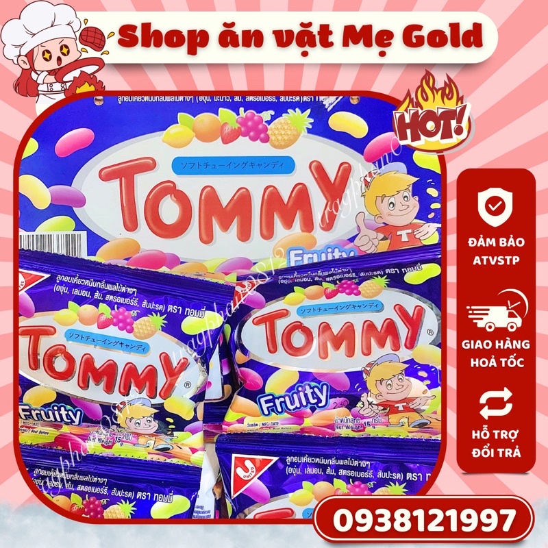 Kẹo dẻo Tommy Thái Lan hình hạt đậu sắc màu vị trái cây