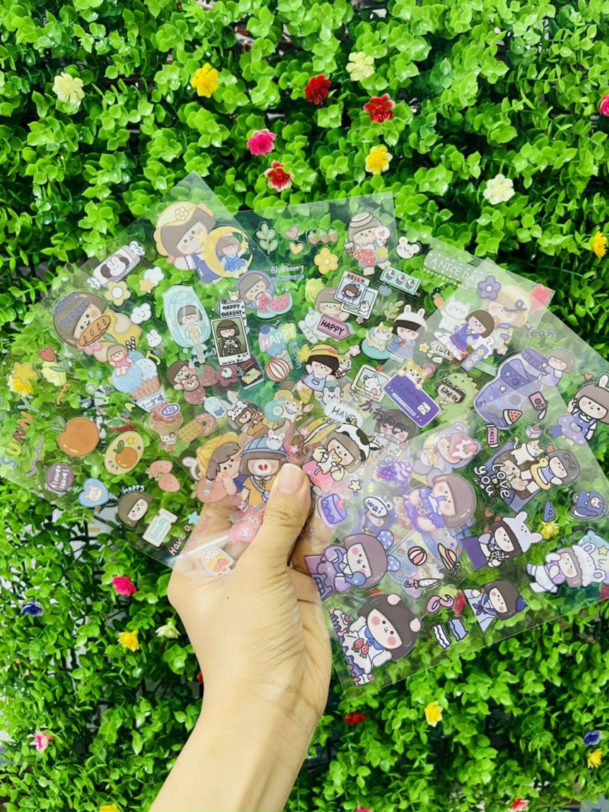 Bộ 6 Tấm Sticker Trong Dễ Thương Chọn Mẫu