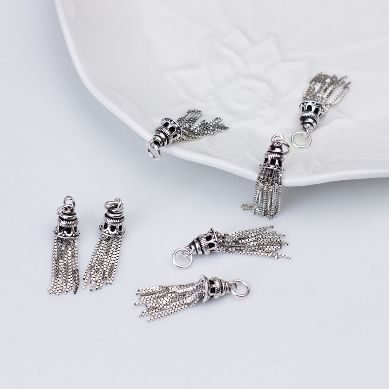 [S925] Charm bạc treo tua rua - MH164
