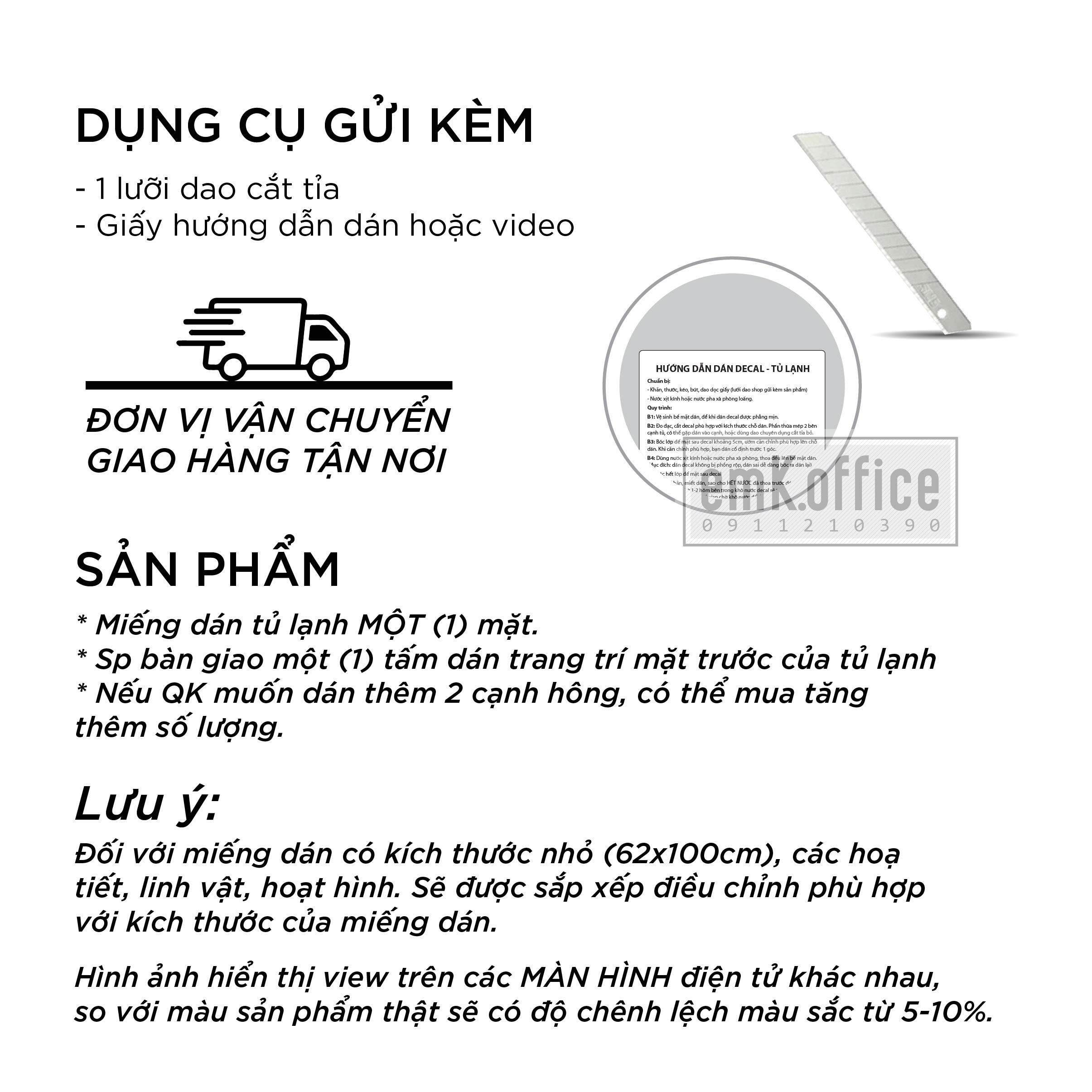 Decal dán tủ lạnh, miếng dán tủ lạnh mẫu cute - BO109