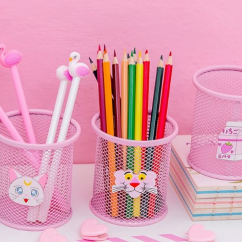Ống cắm bút tròn lưới dễ thương
