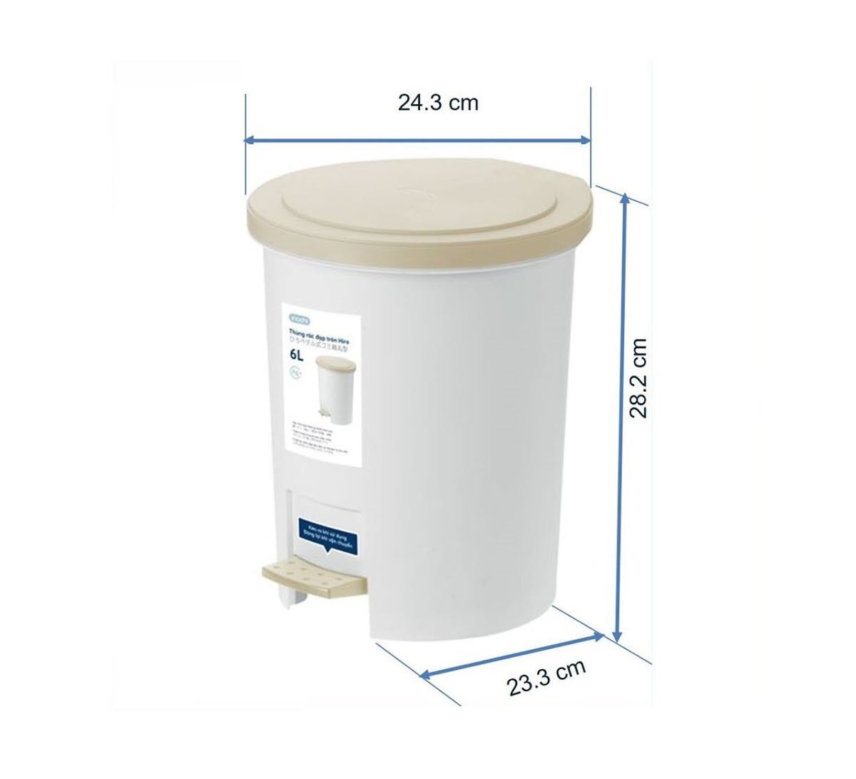 Thùng rác đạp tròn Inochi 6L -12L (kèm ruột, có phân tử Ion Ag+ kháng khuẩn, khử mùi) [HCM-Giao hoả tốc 2h]