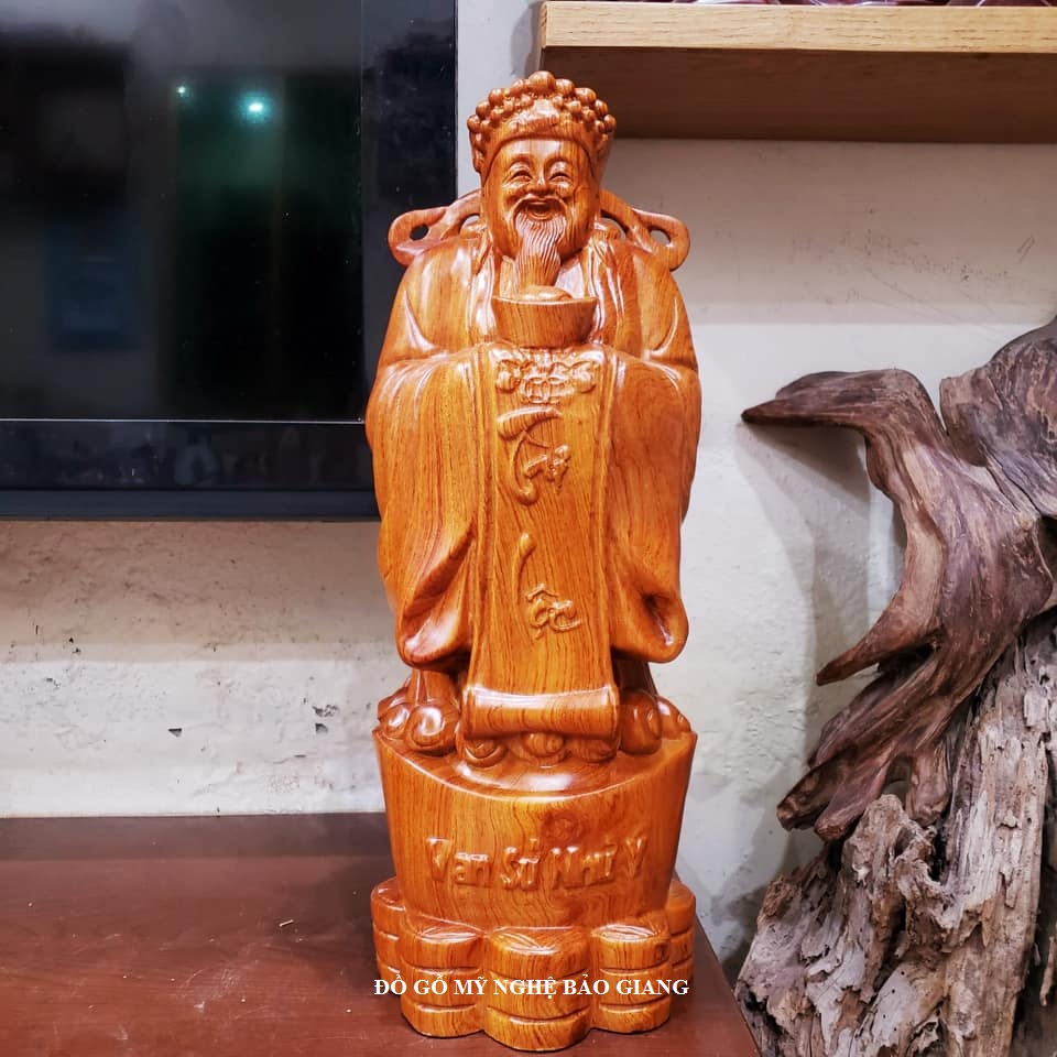 Tượng thần tài gỗ hương cao 40cm cực đẹp