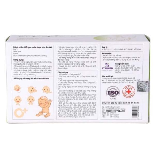 [HCM]Gạc răng miệng / rơ lưỡi Dr Papie - Hộp 30 gói