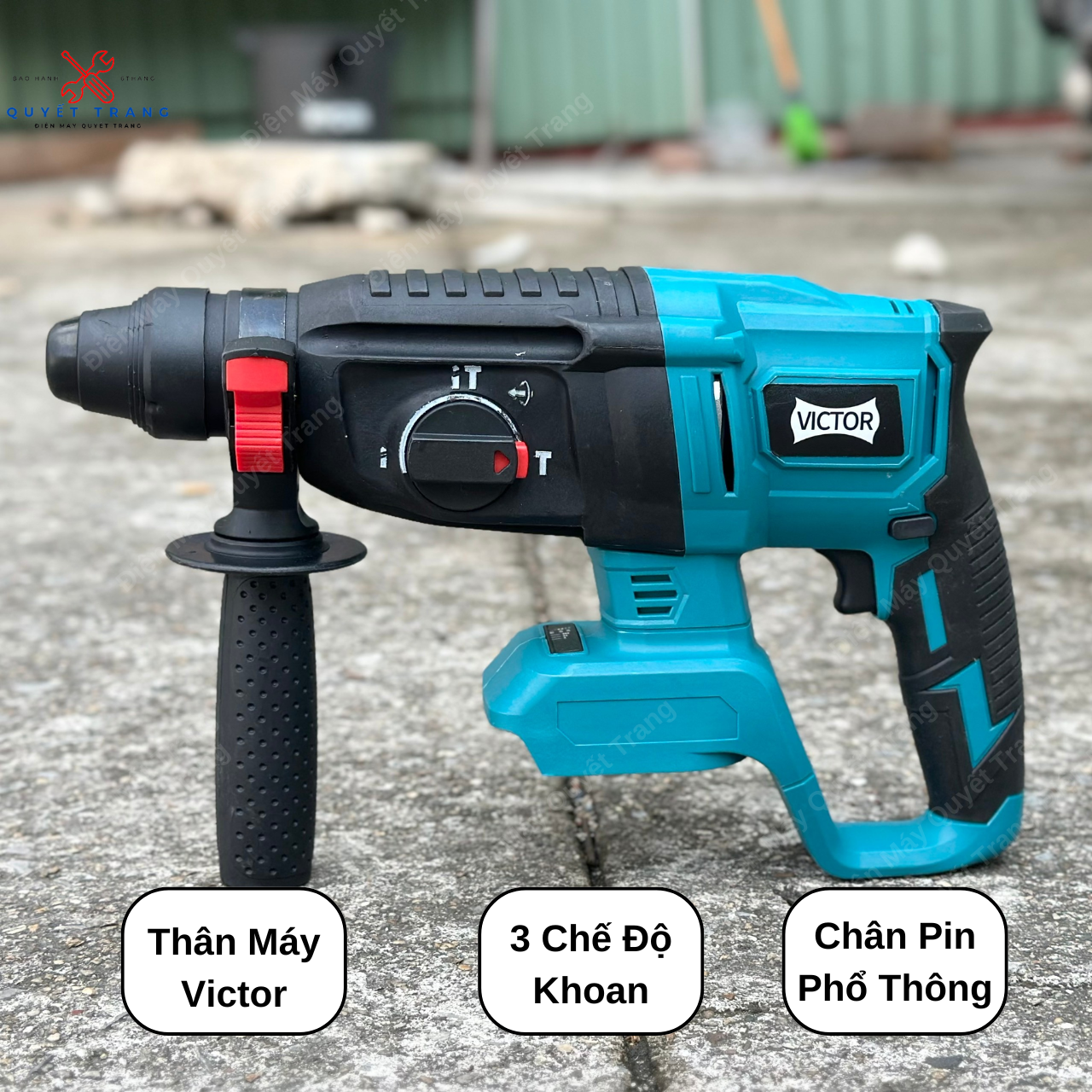 Thân máy khoan bê tông pin Victor không chổi than 3 chức năng vừa chân pin thông dụng makita bảo hành 6 tháng