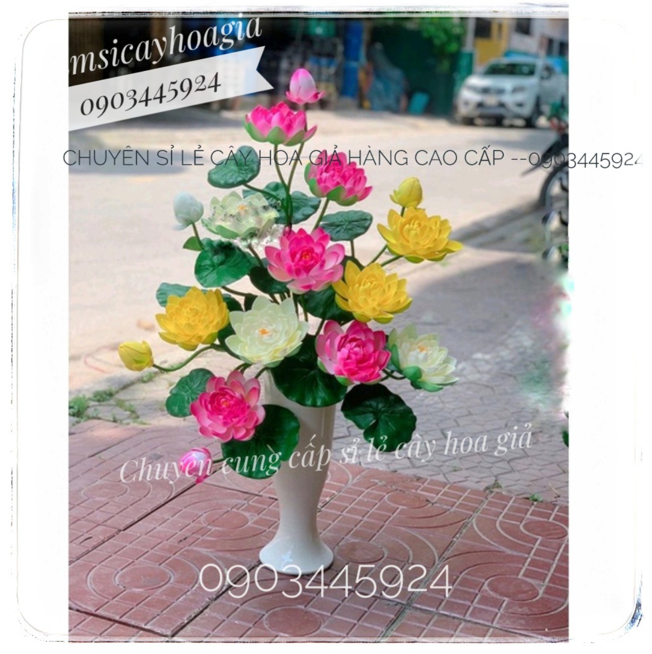 Cành sen xốp cao cấp dài 105cm- Hoa giả