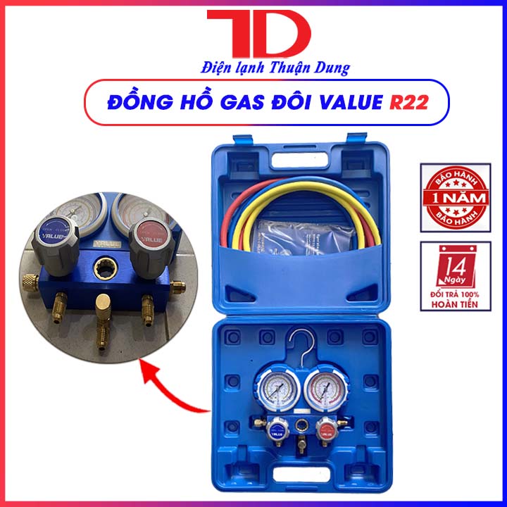 Đồng hồ đo áp suất gas máy lạnh Value R22 - Điện Lạnh Thuận Dung