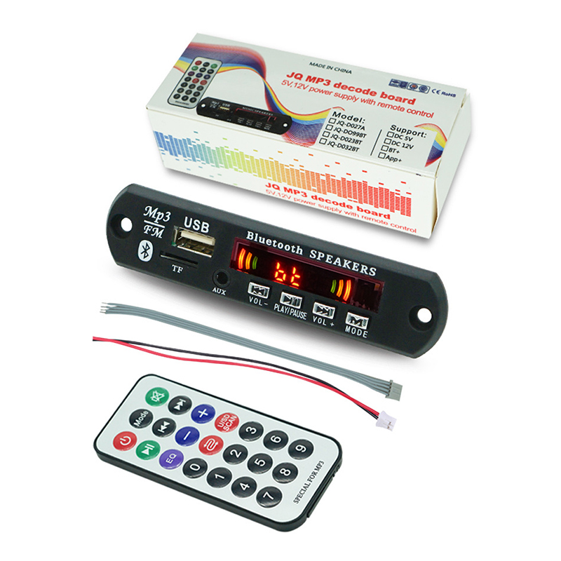 Lspxj9u7 bảng mạch giải mã mp3 wma không dây bluetooth 5.0 9v-12v mô-đun radio fm tf usb âm thanh xe hơi màn hình màu máy nghe nhạc mp3 có điều khiển từ xa
