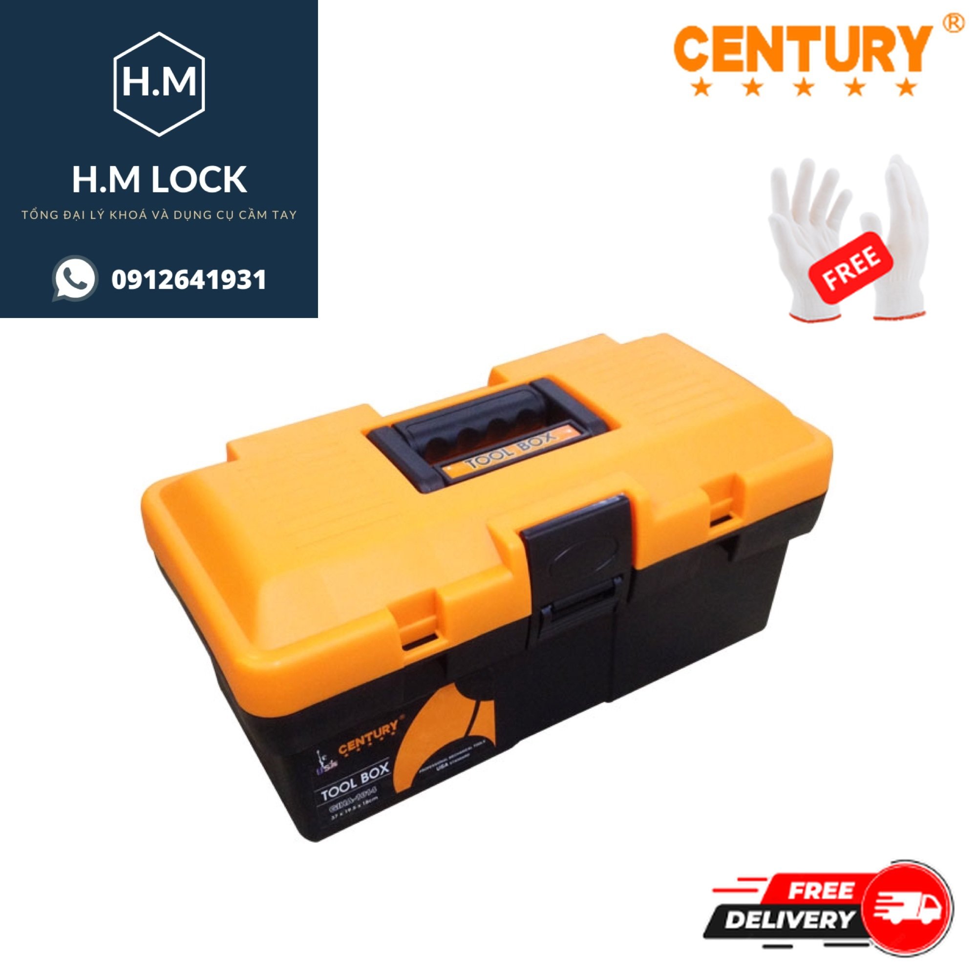 37 x 19.5 x 18cm thùng đựng đồ nghề century - hàng chính hãng - hm lock