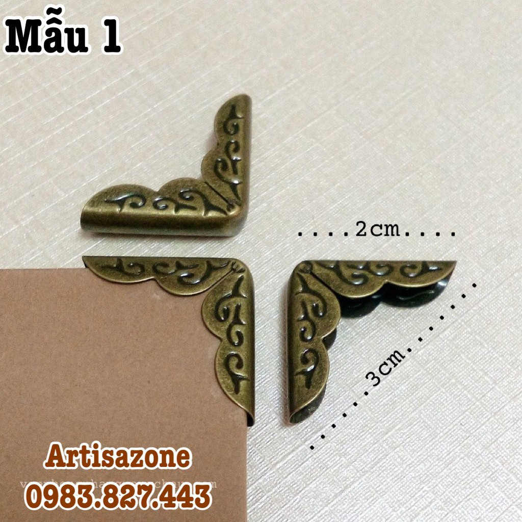 Bo góc scrapbook, album, sổ họa tiết màu vàng và màu đồng - Set 10 chiếc
