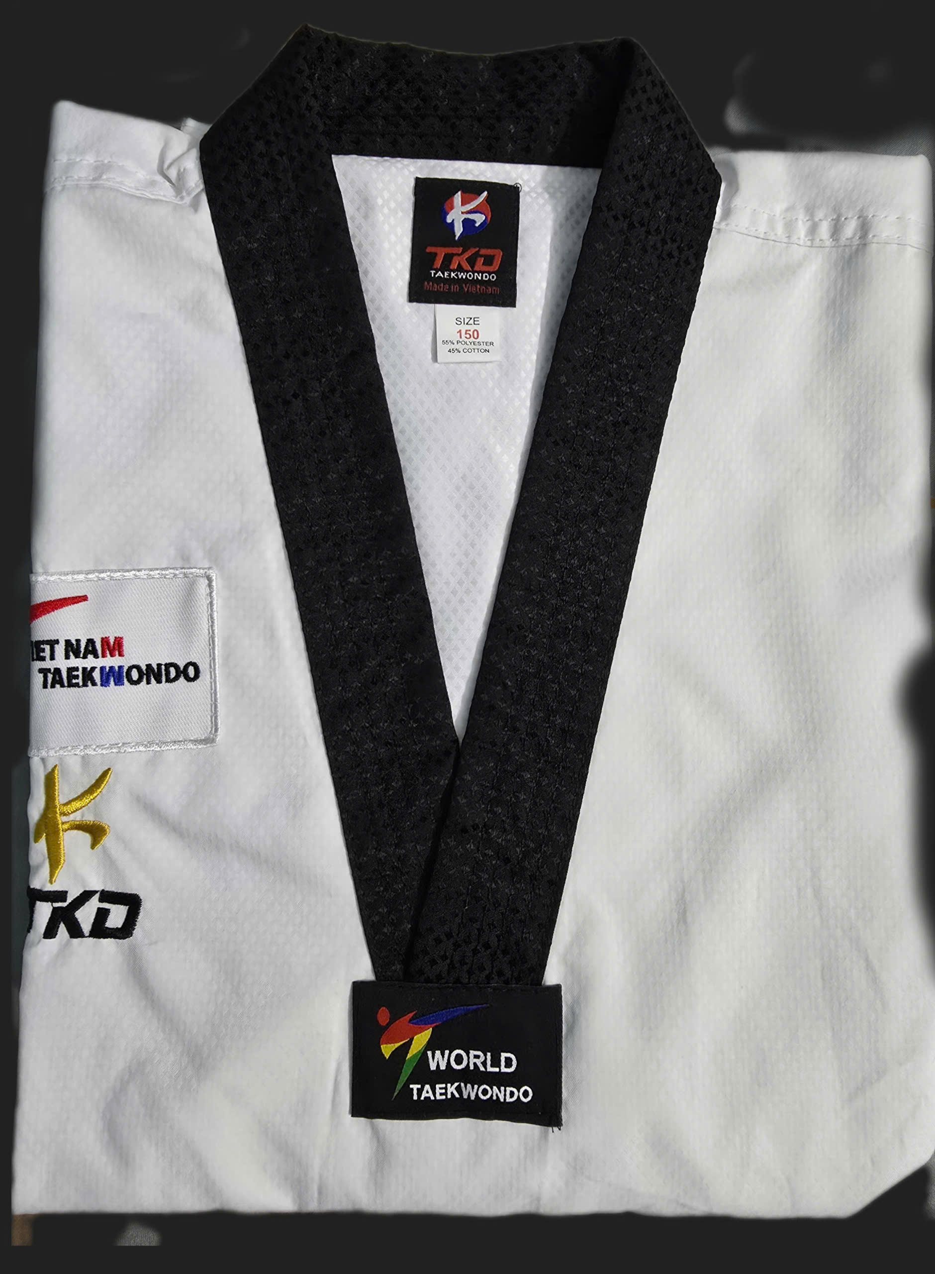 Võ phục TAEKWONDO cổ đen/đỏ đen phong trào
