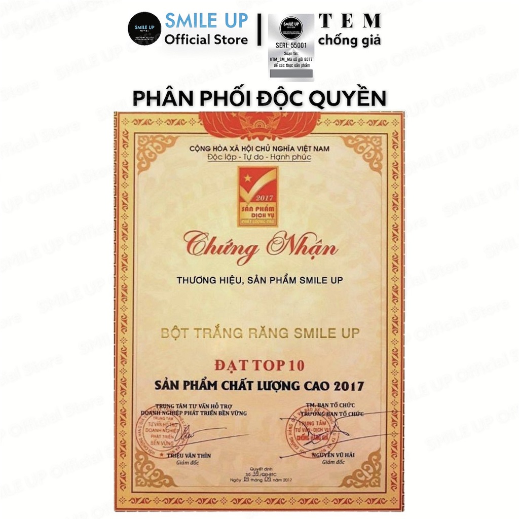 [HCM]Bột trắng răng than hoạt tính SMILE UP