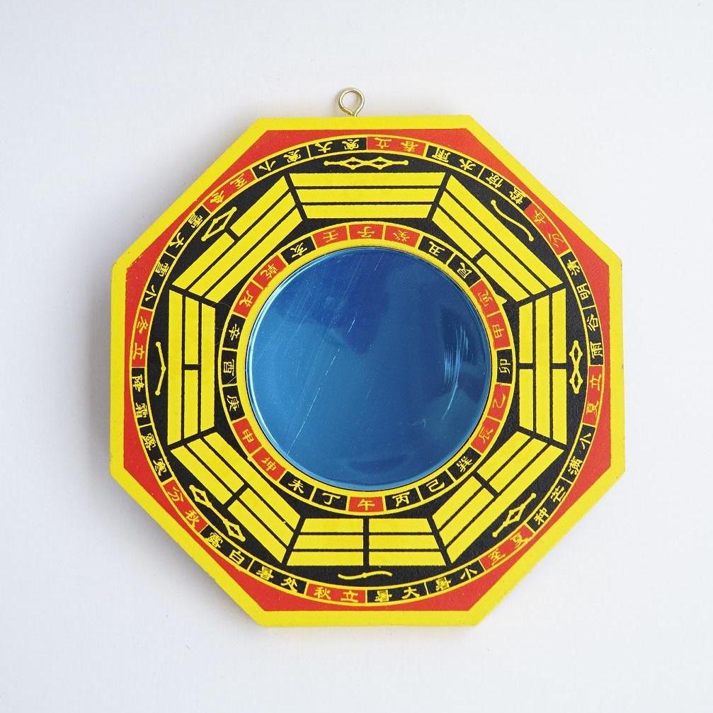 Gương bát quái lõm trấn trạch gỗ hóa giải lỗi phong thủy khí xấu - Kèm sớ hướng dẫn treo