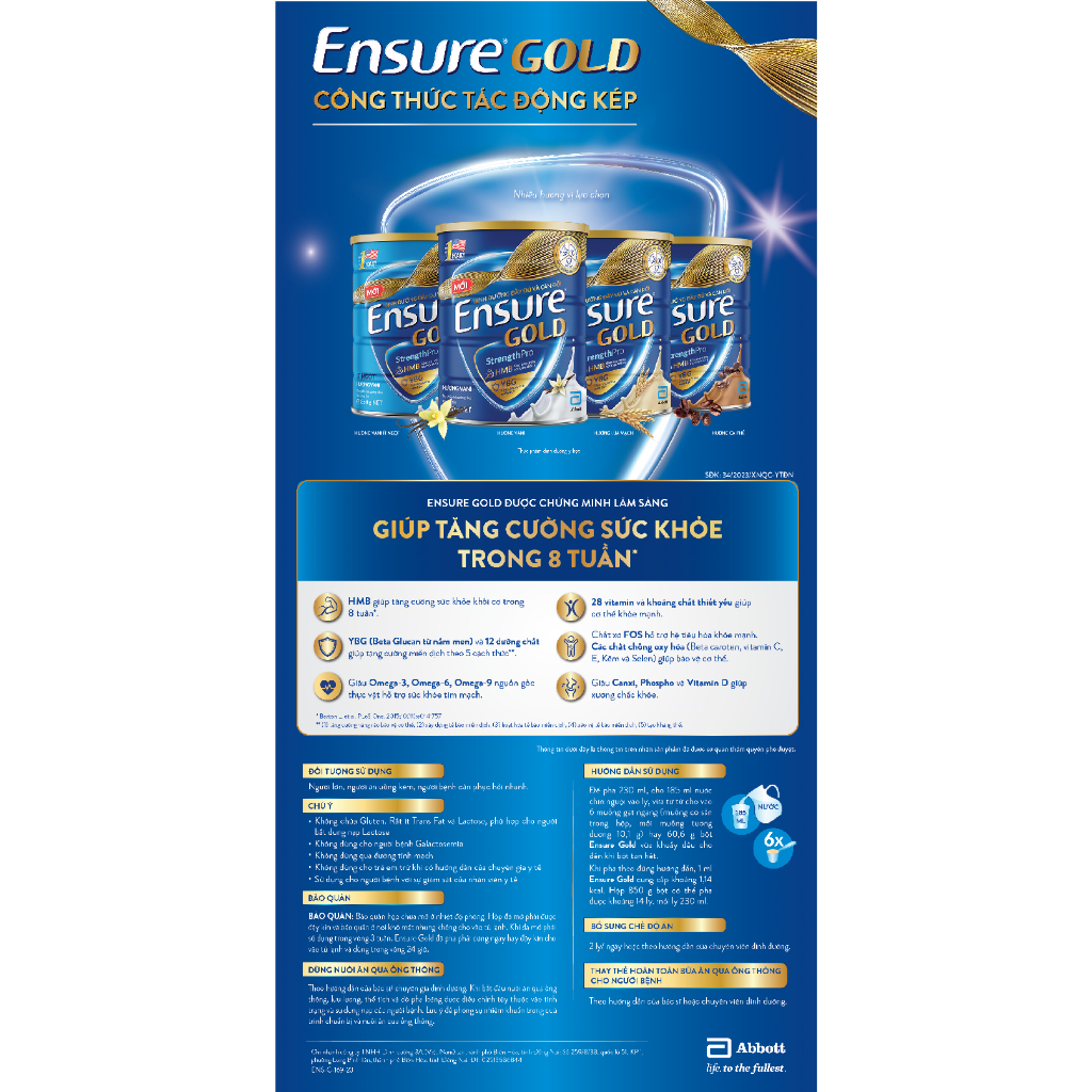Sữa bột Ensure Gold Abbott ít ngọt (HMB) 380g