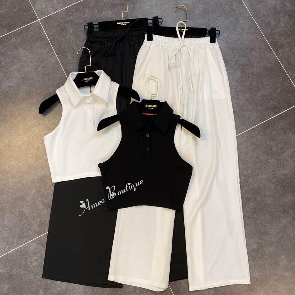[HCM]Áo Croptop 3 Lổ Cổ Bẻ