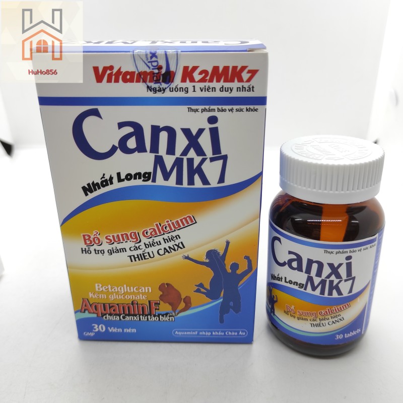 Bổ Sung Calcium- Canxi MK7 Nhất Long - Hỗ Trợ Giảm Các Biểu Hiện Thiếu Canxi Lọ 30 viên giá rẻ