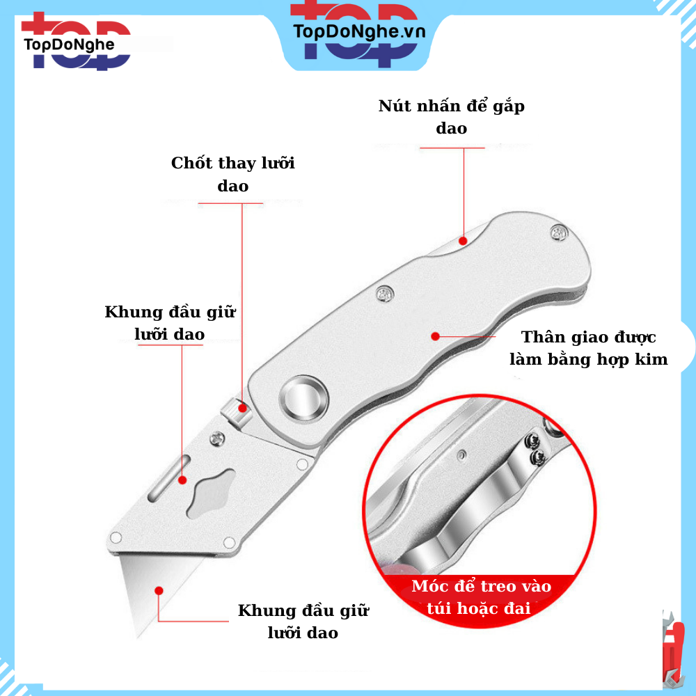 Dao rọc giấy gấp gọn tặng kèm 5 lưỡi