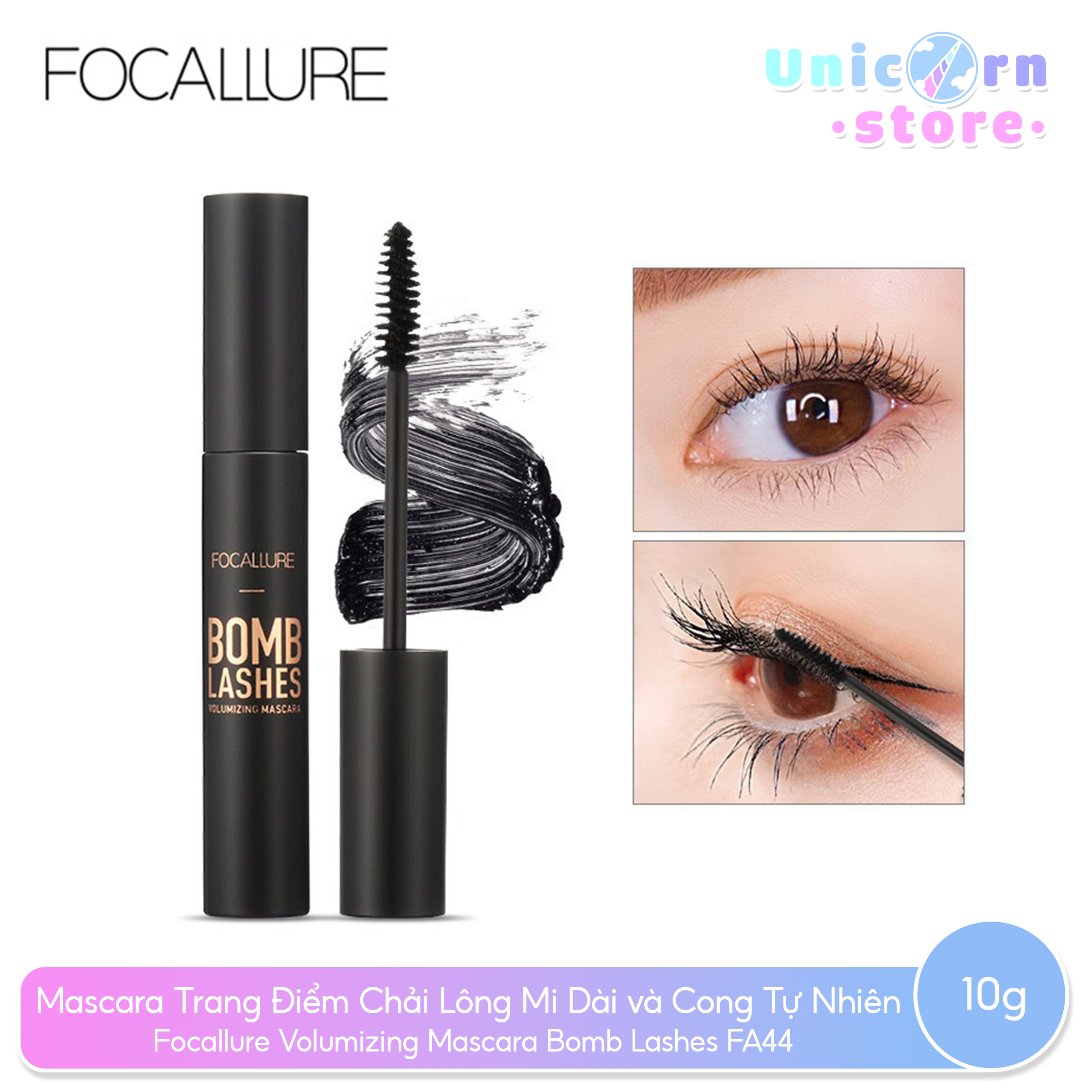 Mascara Trang Điểm Chải Lông Mi Dài và Cong Tự Nhiên Focallure Volumizing Mascara Bomb Lashes FA44