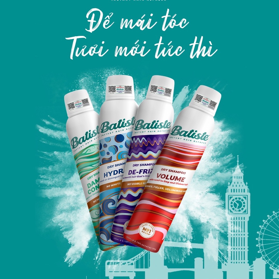 Dầu Gội Khô Batiste Dry Shampoo 200ml