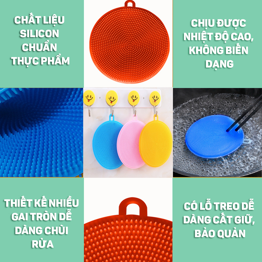 Miếng rửa chén bát silicon đa chức năng dùng cho nhà bếp