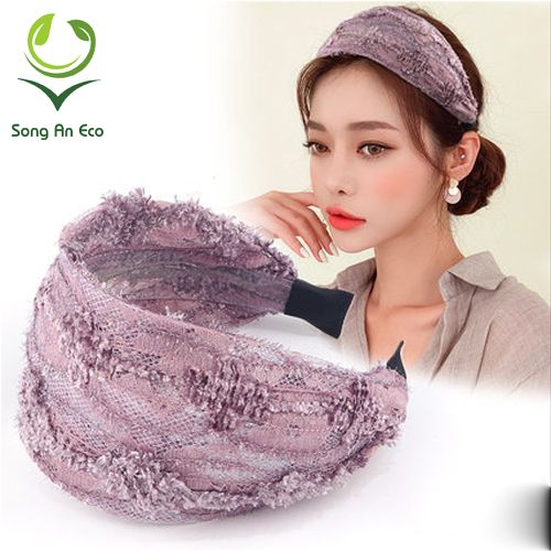 (5 màu) Bờm cài tóc bản to ren hoa dễ thương BN131