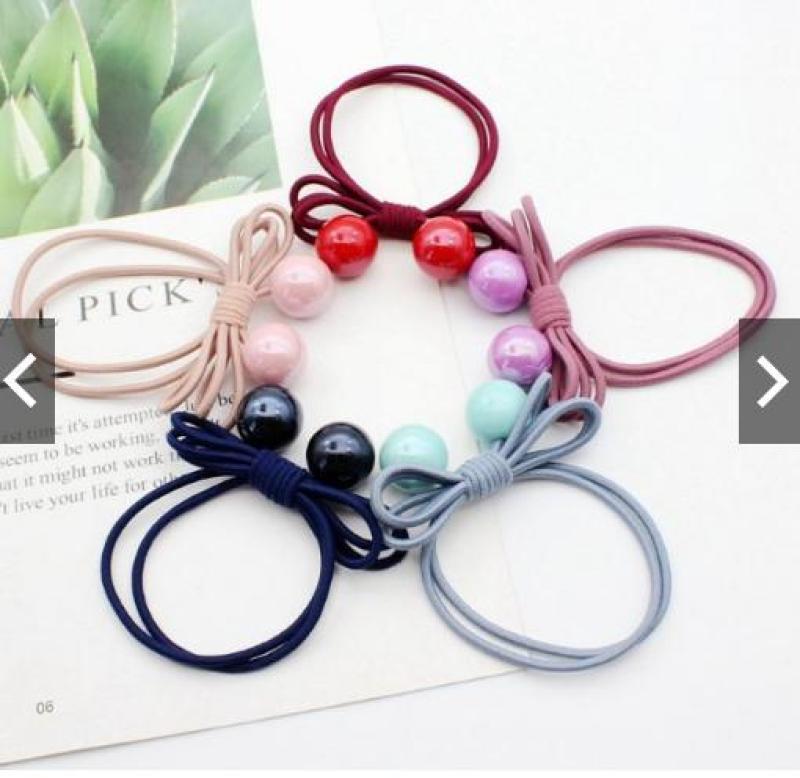 Set 2 Cột tóc Thắt Nơ 2 Hạt tròn Lấp Lánh - màu ngẫu nhiên tốt nhất
