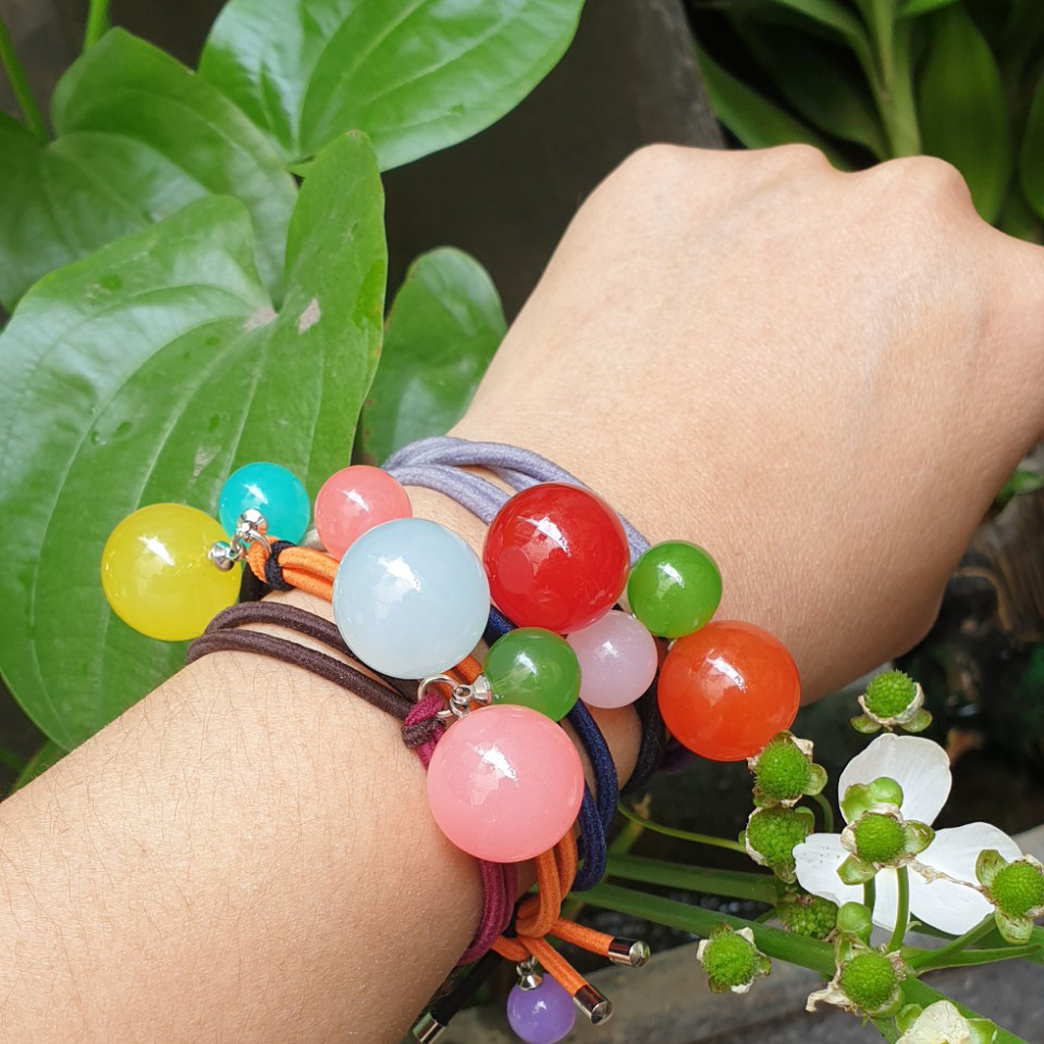 CỘT TÓC ĐÍNH CHÂU SẮC MÀU HANDMADE