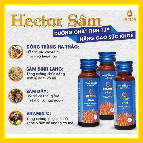 Nước đông trùng hạ thảo Hector sâm (Hộp 10 chai x 50ml)