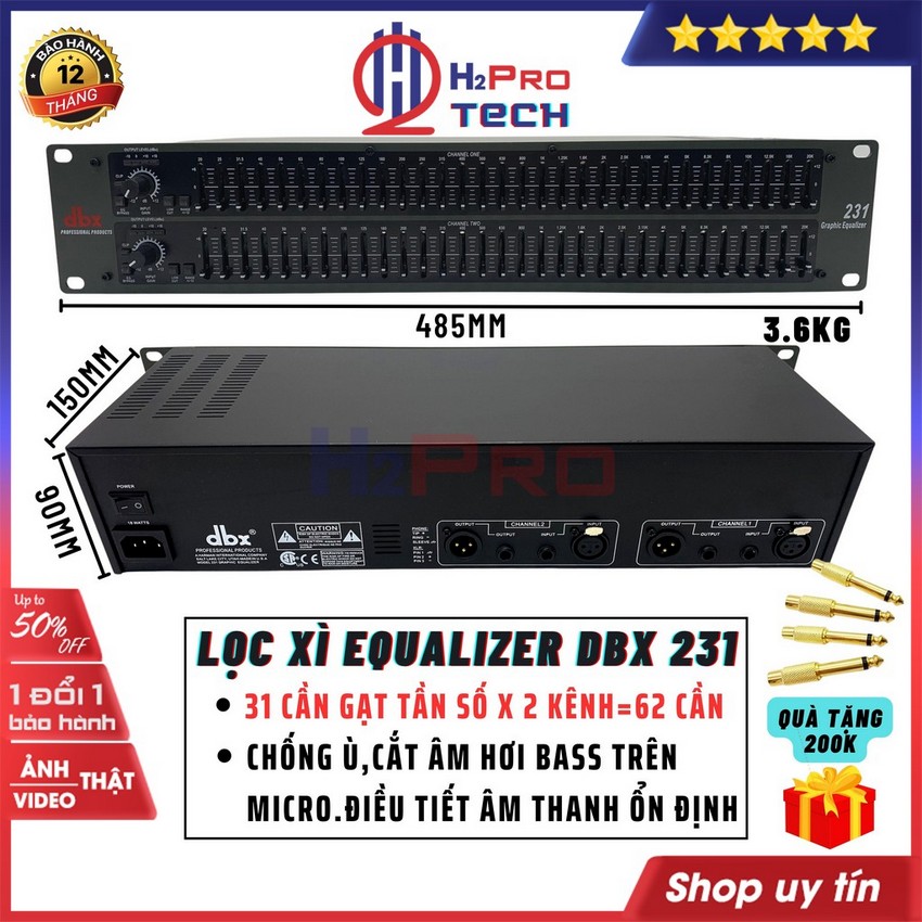 Lọc Xì Âm Thanh Dbx 231 Cho Karaoke-Nghe Nhạc, 62 Cần Cân Chỉnh Sắc Nét Từng Âm Thanh, Quà 200K 4 Jack 6 Ly-H2Pro Tech