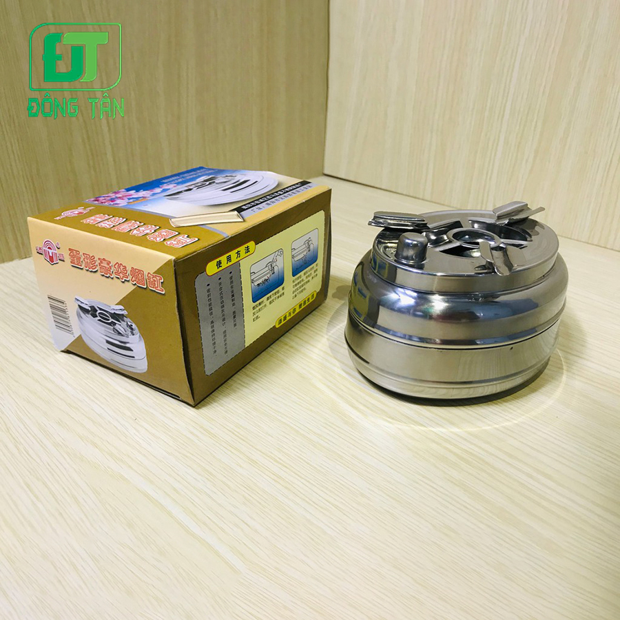 [HCM]Gạt Tàn Inox Cao Cấp Có Nút Đóng Mở