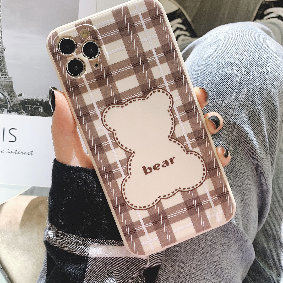 Ốp Lưng Silicon Màu Bảo Vệ CAMERA Cute Bear Caro