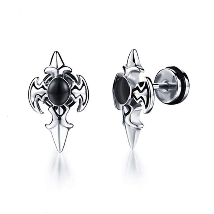 Bông tai nam inox kiểu thanh kiếm shopquare màu trắng thép không gỉ QRLTNA163