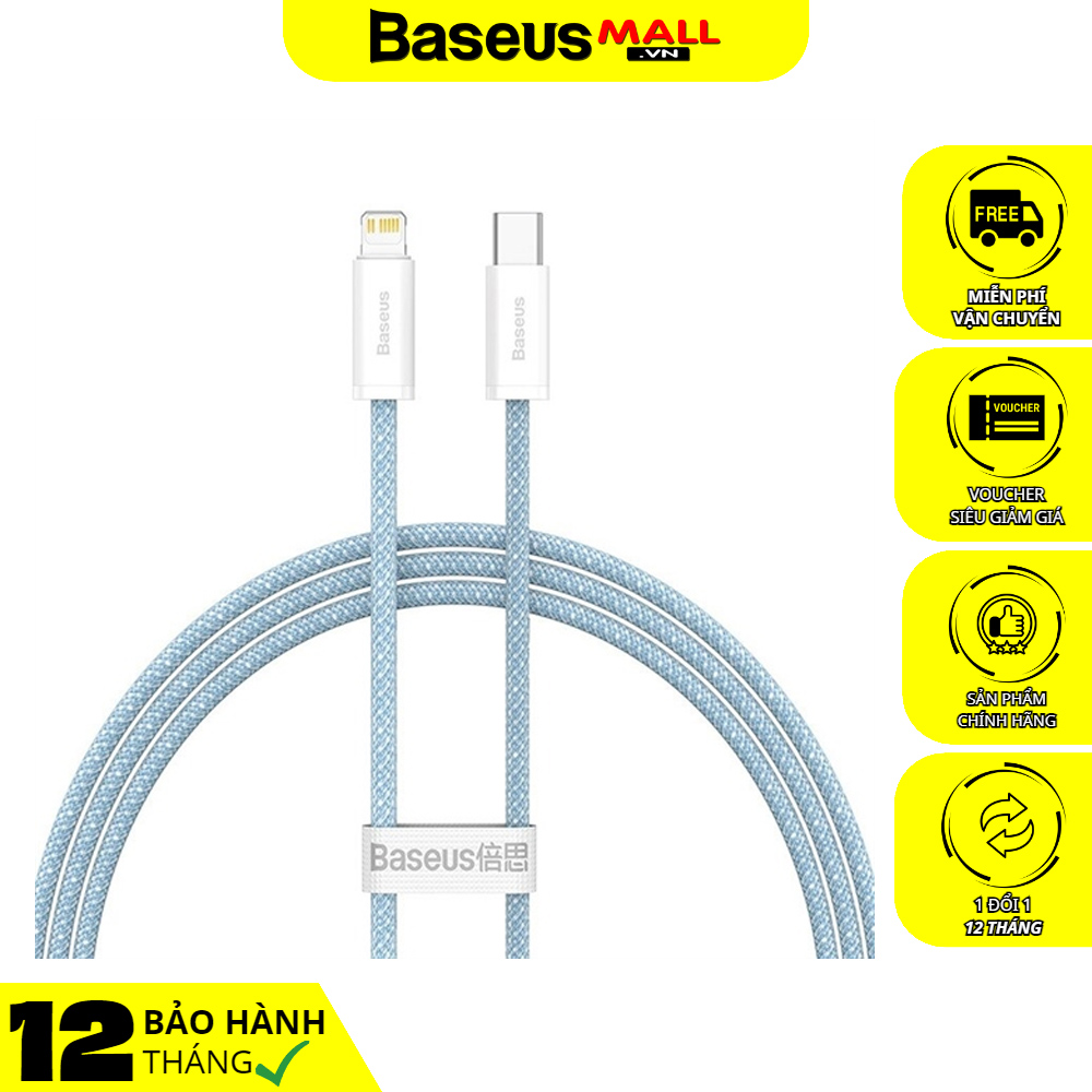 Cáp Sạc Baseus Dynamic 20W Type-C to Ln | Sạc Nhanh PD, Bện Dù Chống Gãy Gập