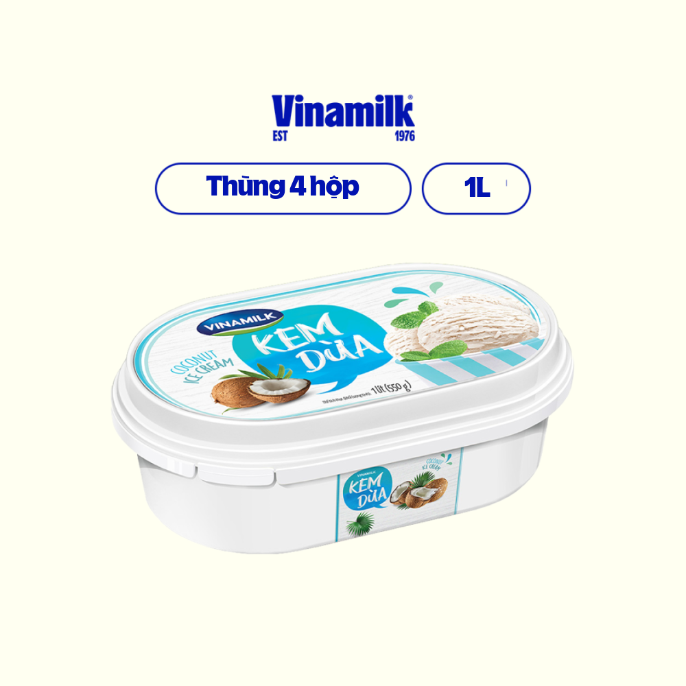 Thùng 4 hộp kem hộp vinamilk dừa hộp 1l