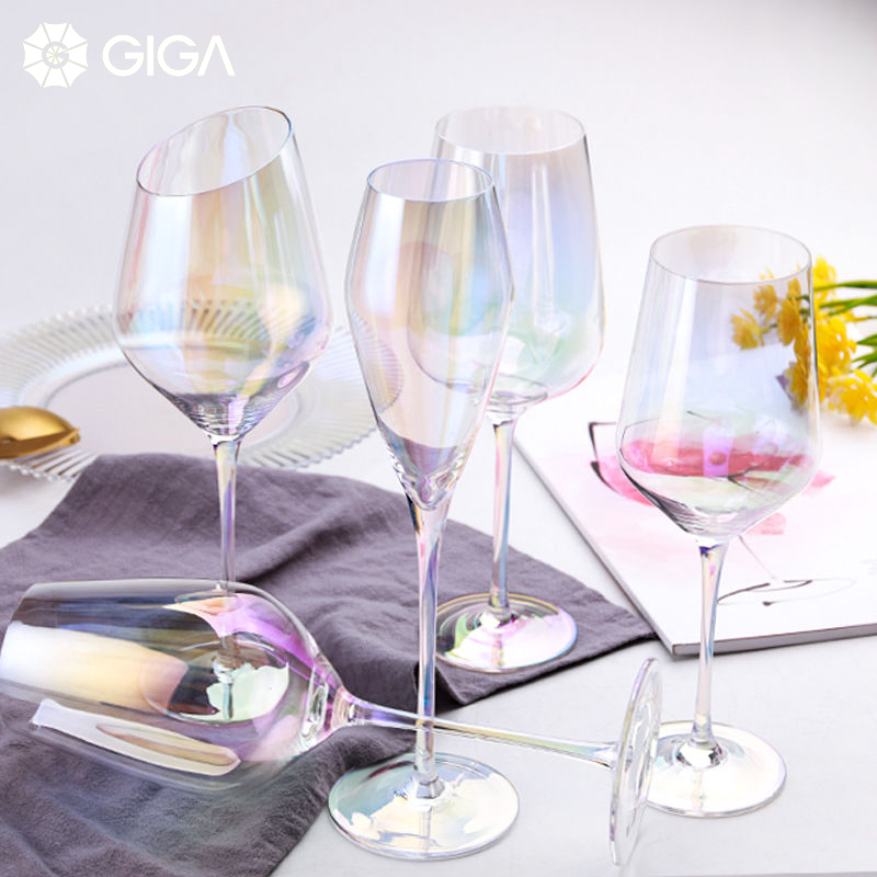 GIGA ESSENTIAL Rainbow Gradient Goblet / Creative Gradient Goblet / Champagne Glass / Gift Cup / glass / Brandy glass / Red wine cup set / Wine glass