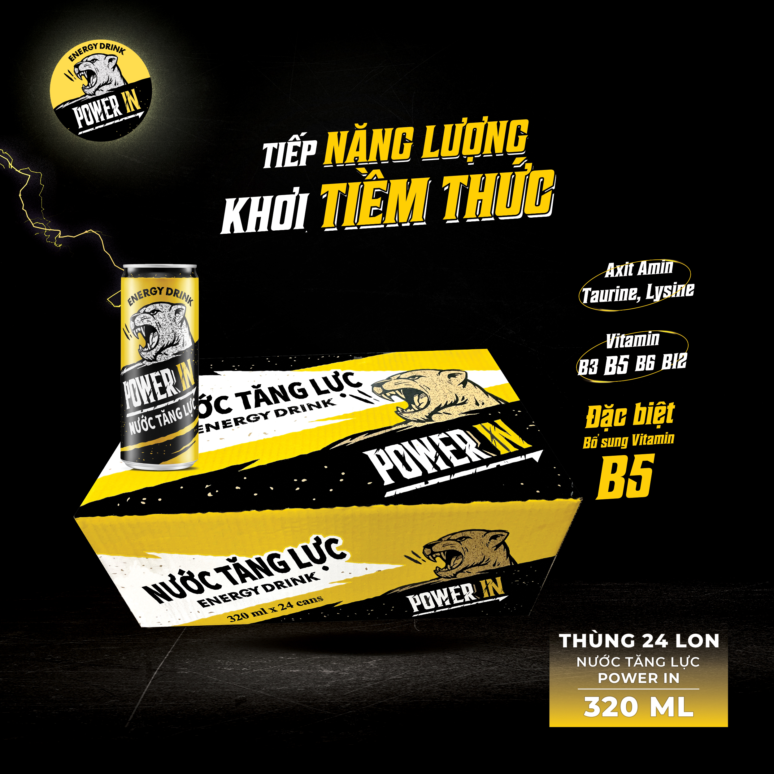 Lốc 6 lon Nước Tăng Lực – POWER IN (320ml)