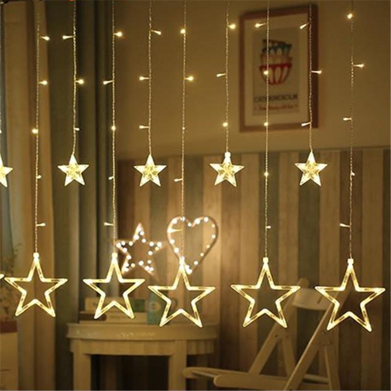 Đèn rèm ngôi sao lớn nhỏ xen kẽ