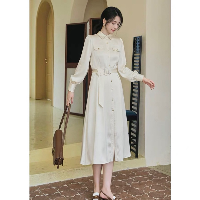 Đầm sơ mi tay dài kèm belt 6 màu