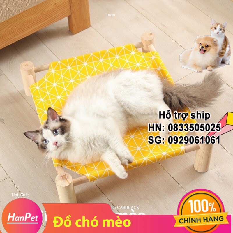 Giường gỗ cho mèo dành cho mèo và các giống chó nhỏ giường phong cách Nhật