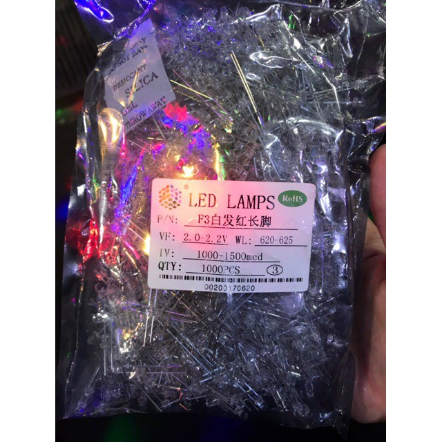 Gói (1000 con) bóng Led phi 5 (F5) 7 màu