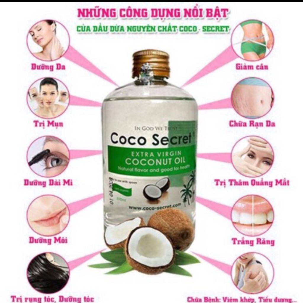 [kèm quà]Dầu Dừa ép lạnh Coco Secret 500ml