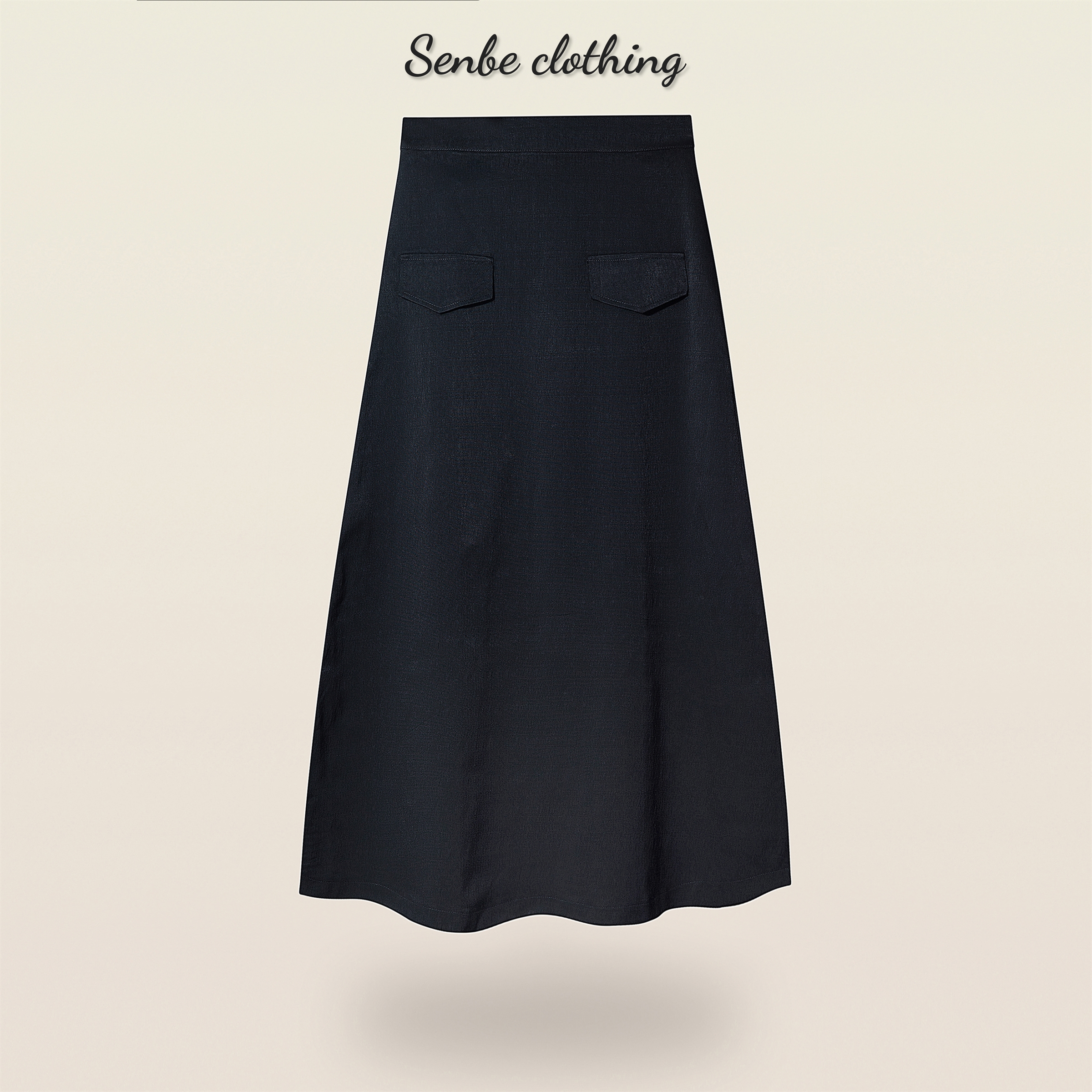 Chân váy dài phối 2 nắp túi - Đen [CV005 - Senbe Clothing]
