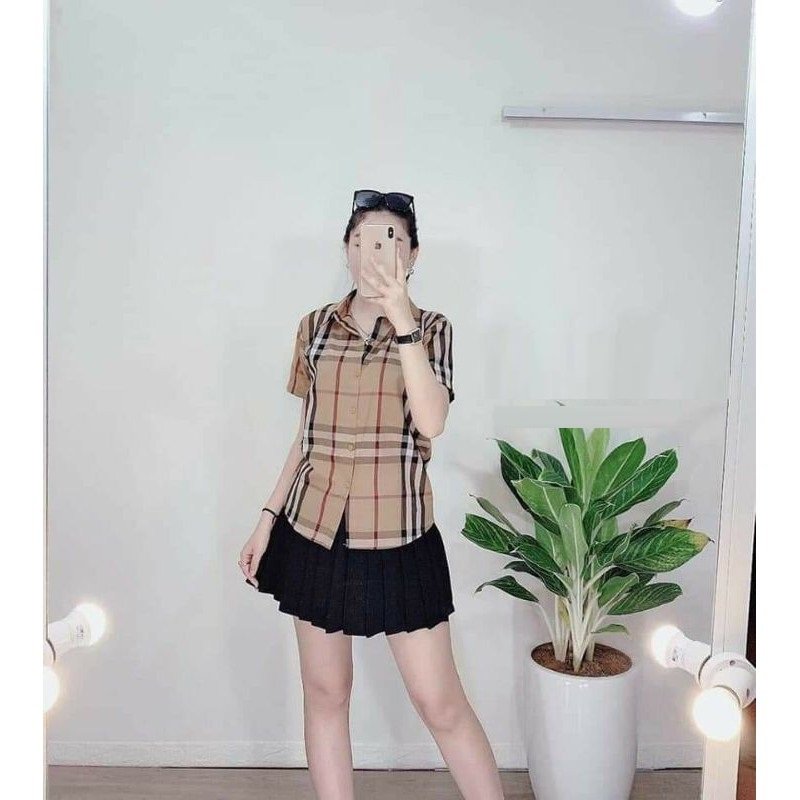 ÁO SƠ MI BBR TAY NGẮN KẺ SỌC CHẤT THÔ