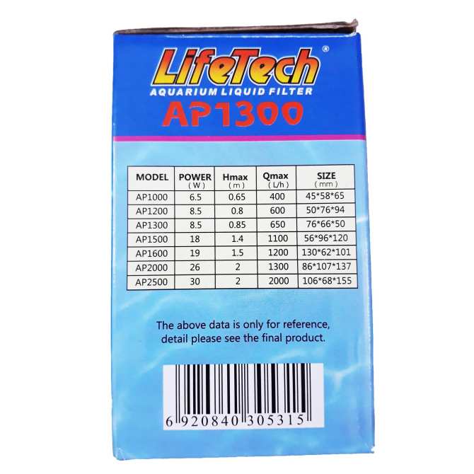 MÁY BƠM LIFETECH AP 1200 CHO HỒ CÁ, THỦY CANH
