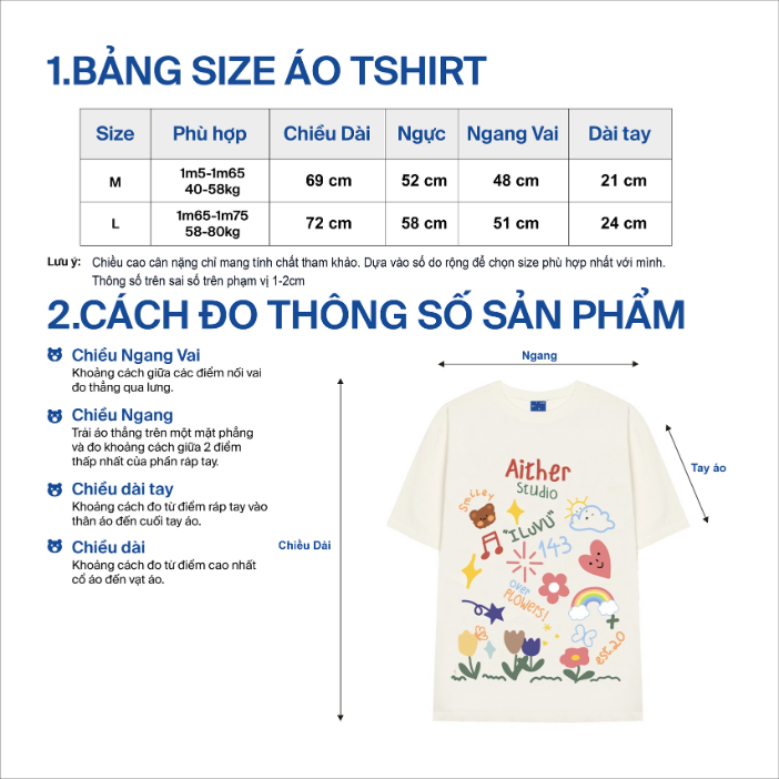 AITHER STUDIO Áo thun Kids Heart Unisex form rộng