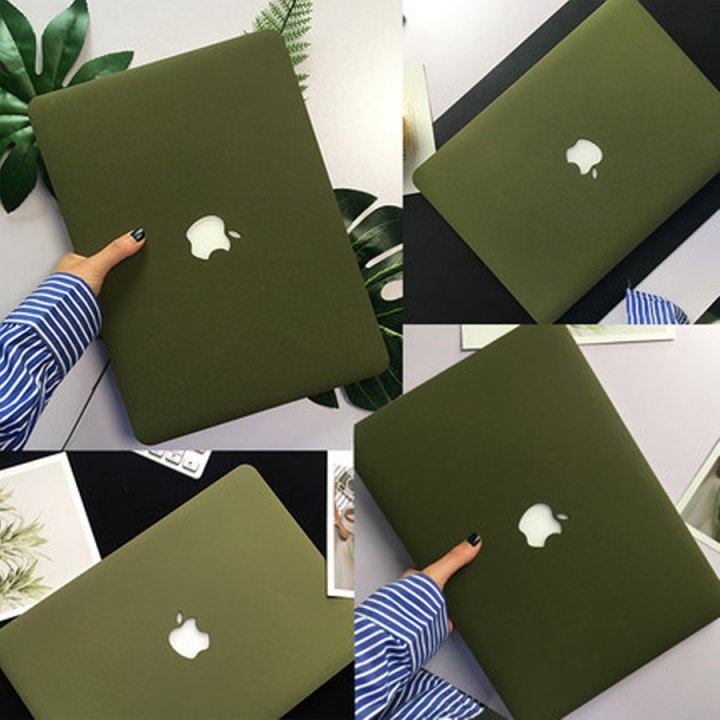 Case ,Ốp Macbook Màu Xanh Rêu Đủ Dòng (Tặng Kèm Nút Chống Bụi )