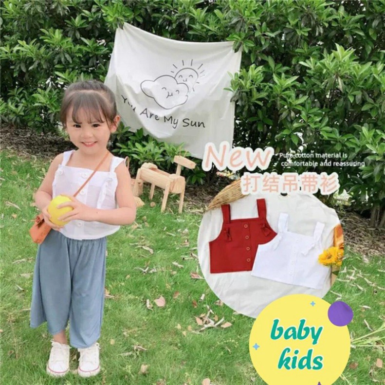 Set Áo Dây Croptop Quần Lửng Cho Bé Gái